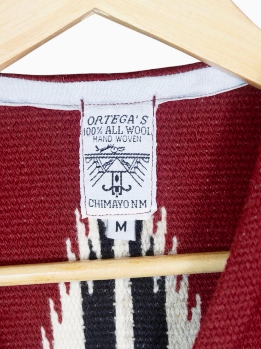 Vintage Men’s M Red Vest Woven Ortega Family. Chimayo Handspun Wool - Picture 4 of 5